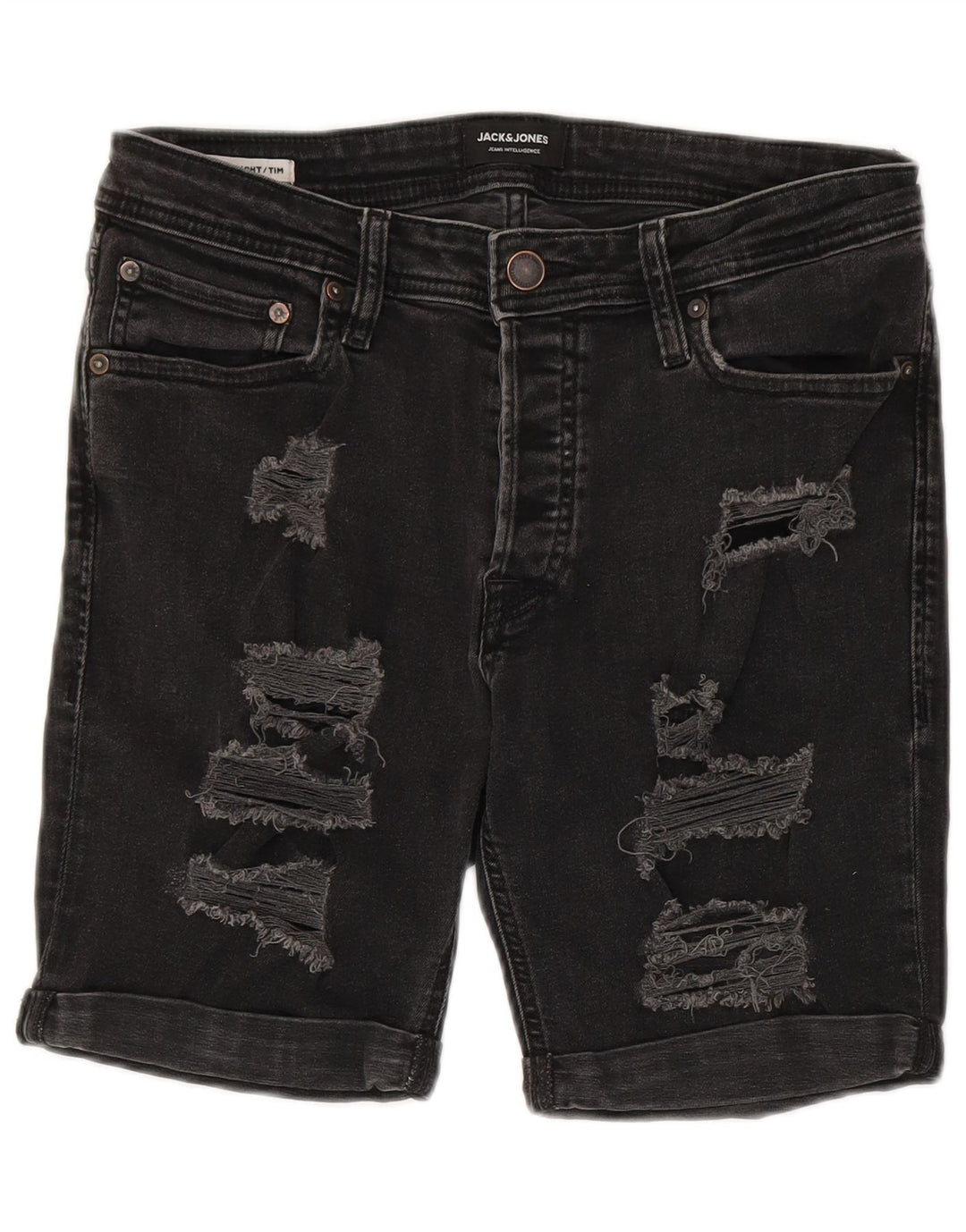 Ανδρικό τζιν σορτς Jack & Jones Tim Distressed Medium W30 μαύρο βαμβακερό