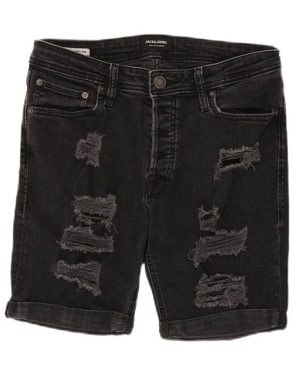 Ανδρικό τζιν σορτς Jack & Jones Tim Distressed Medium W30 μαύρο βαμβακερό