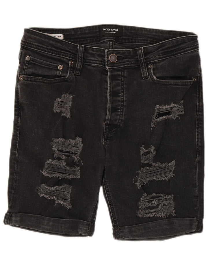 Ανδρικό τζιν σορτς Jack & Jones Tim Distressed Medium W30 μαύρο βαμβακερό