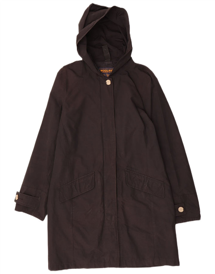 Woolrich Γυναικείο πανωφόρι με κουκούλα UK 16 μεγάλο μαύρο βαμβακερό