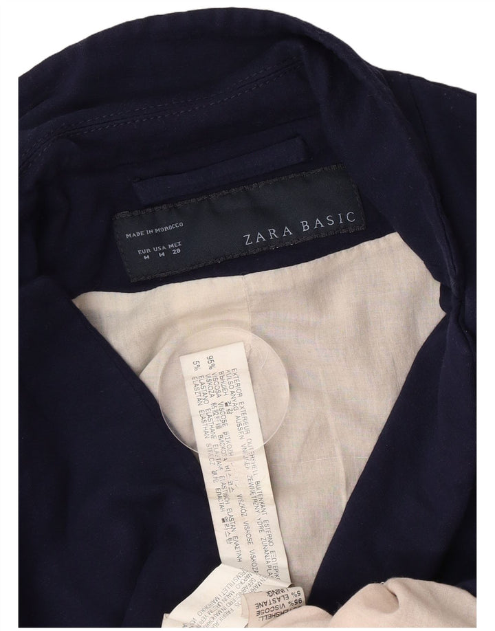 Zara Γυναικείο Μπουφάν 1 Κουμπί Blazer UK 12 Medium Navy Blue Viscose