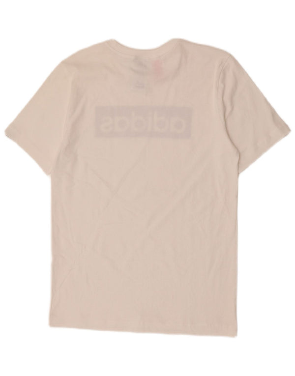 Γραφικό T-Shirt Adidas Boys Top 13-14 ετών Λευκό βαμβακερό