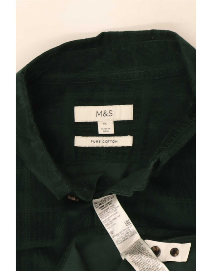 Ανδρικό πουκάμισο Marks & Spencer XL Πράσινο βαμβακερό καρό