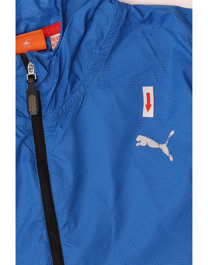 Puma Ανδρικό μπουφάν βροχής με κουκούλα UK 42 XL Blue Check Nylon