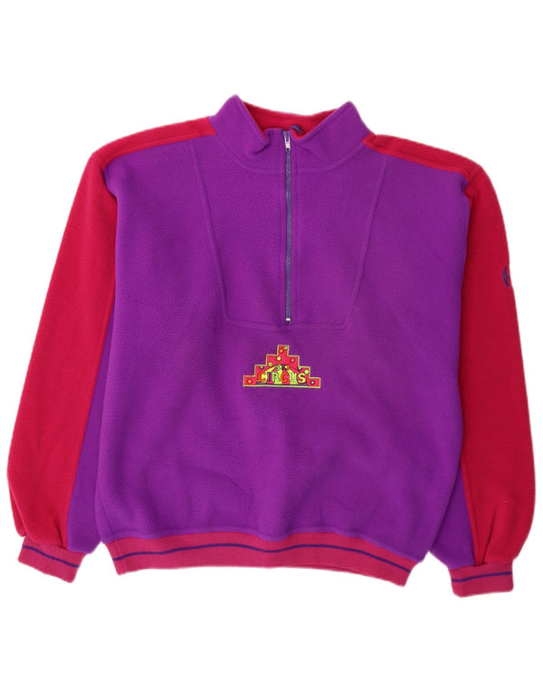 Conte of Florence Mens Ski Graphic Fleece Jumper Medium Purple Colourblock