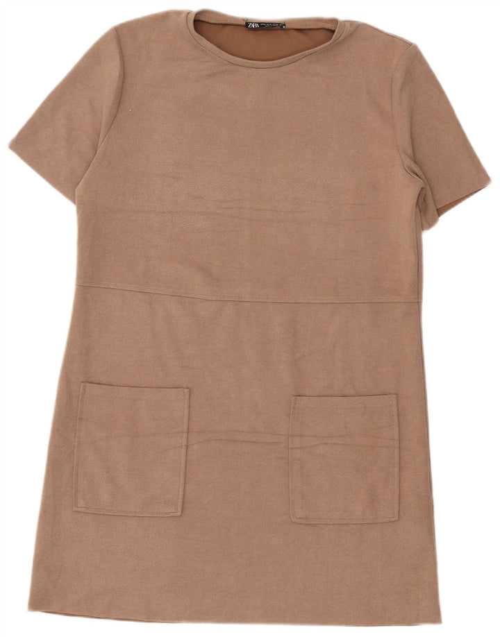Zara Γυναικείο Φόρεμα Shift UK 14 Medium Beige Polyester