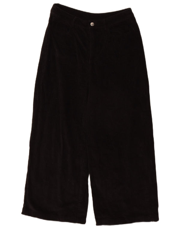 Warehouse Womens Crop Wide Leg Corduroy Παντελόνι UK 10 Small W28 L25 Black