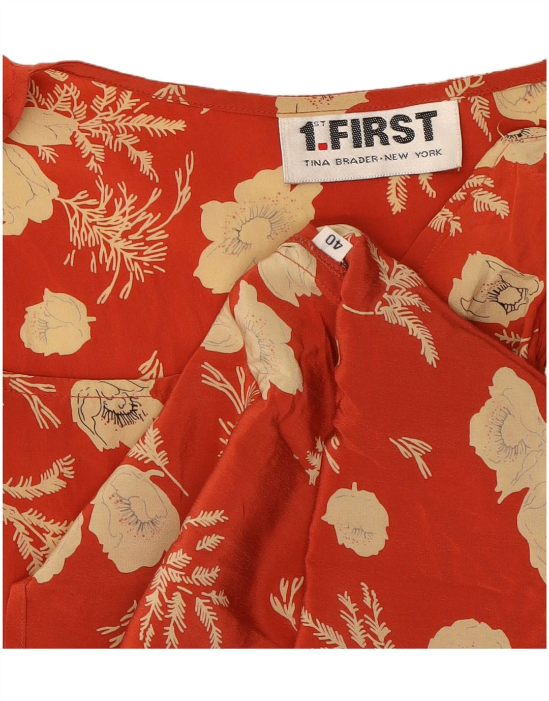 VINTAGE Womens Sleeveless Blouse Top EU 40 Medium Red Floral Silk Vintage Vintage and Second-Hand Vintage from Messina Hembry 