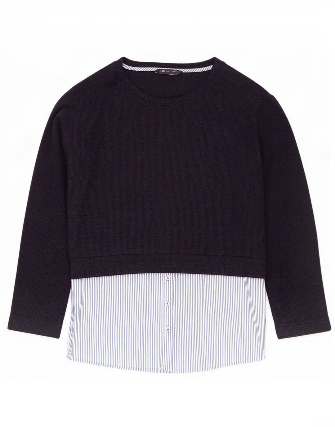 Marks & Spencer Γυναικεία μπλούζα μακρυμάνικη UK 14 Large Navy Blue Colourblock