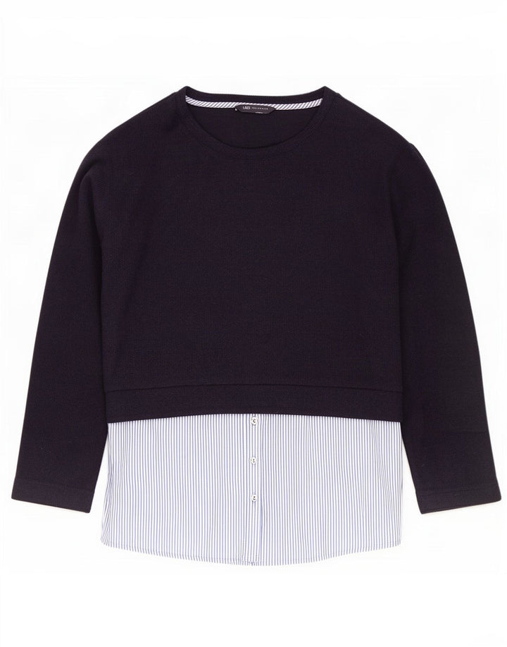 Marks & Spencer Γυναικεία μπλούζα μακρυμάνικη UK 14 Large Navy Blue Colourblock
