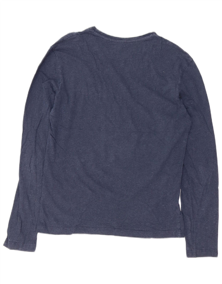 CALVIN KLEIN Ανδρικό γραφικό μπλουζάκι μακρυμάνικο μικρό μπλε ναυτικό βαμβακερό