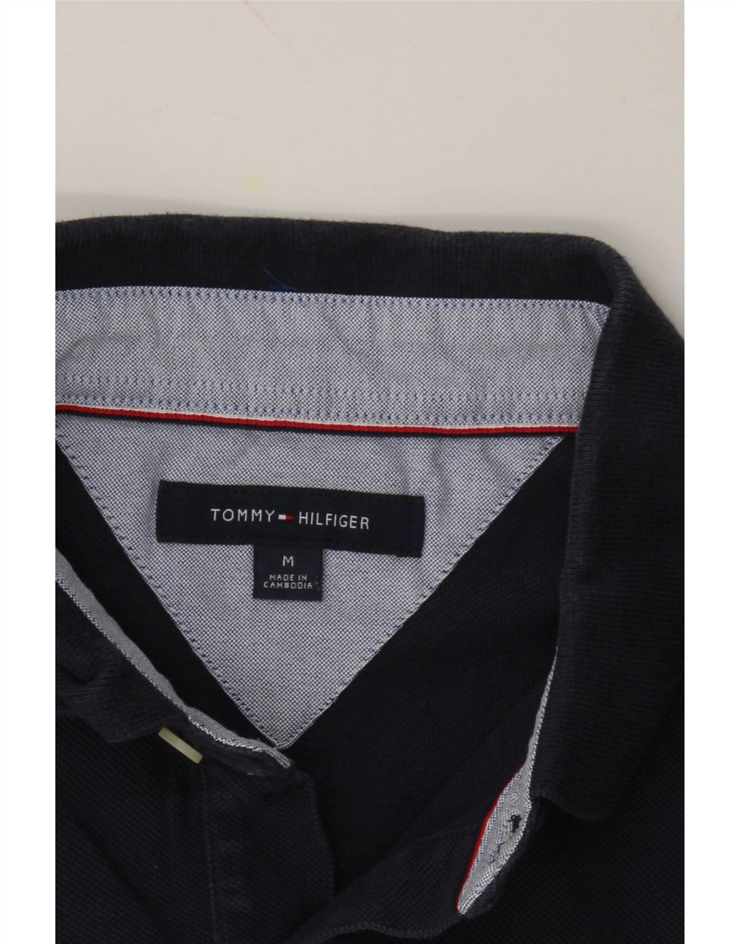 TOMMY HILFIGER Mens Polo Shirt Medium Navy Blue Cotton Vintage Tommy Hilfiger and Second-Hand Tommy Hilfiger from Messina Hembry 