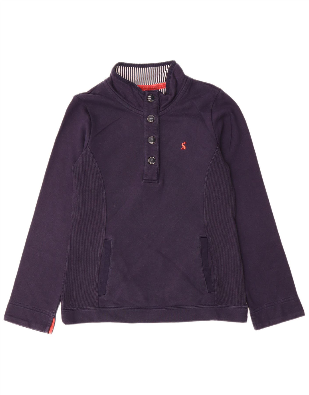 JOULES Γυναικεία φούτερ με λαιμόκοψη κουμπιού Jumper UK 8 Small Navy Blue Cotton