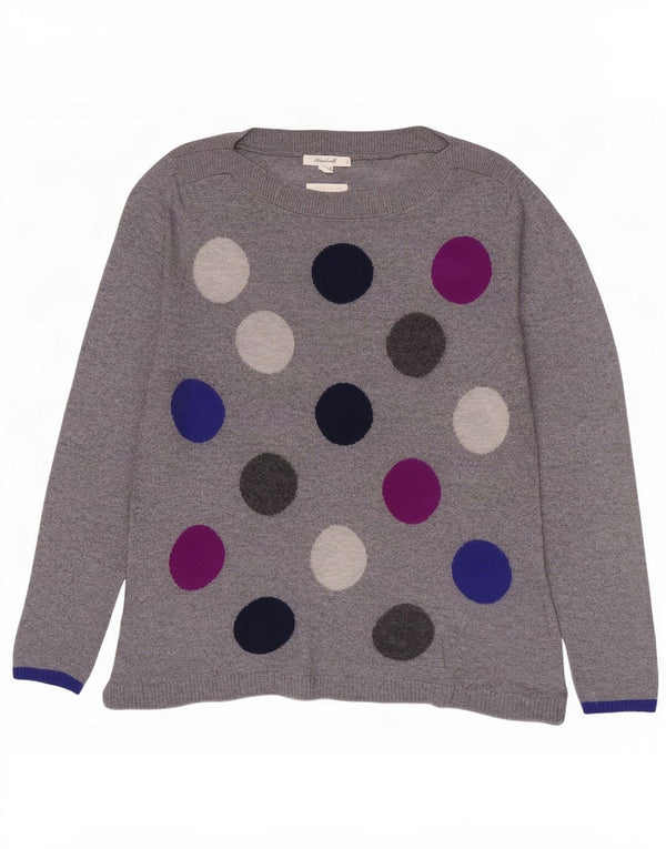 White Stuff Γυναικείο πουλόβερ με λαιμό βάρκα UK 10 Small Grey Geometric