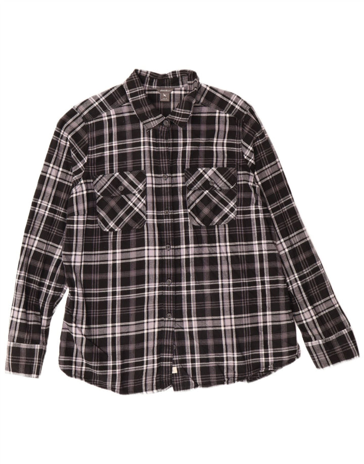 EDDIE BAUER Γυναικείο φανελένιο πουκάμισο UK 16 Large Black Check Cotton