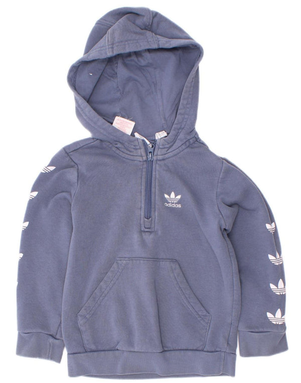 Adidas Boys Γραφικό Φούτερ με φερμουάρ με κουκούλα 4-5 ετών Μπλε βαμβακερό