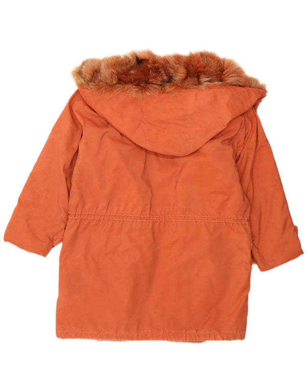 Vintage γυναικείο παλτό με κουκούλα Loose Fit Windbreaker UK 14 Large Orange