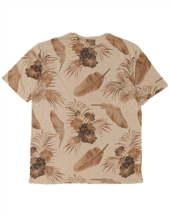 Zara Ανδρικό γραφικό T-Shirt Top XL Beige Floral Polyester