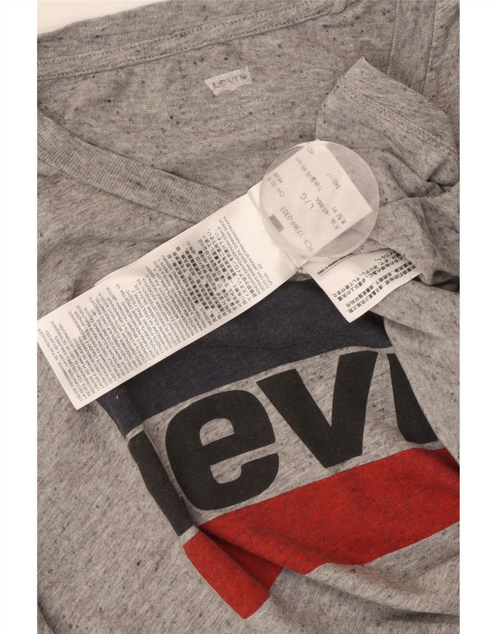 Γυναικείο γραφικό μπλουζάκι LEVI'S Top UK 14 Large Grey Flecked Cotton