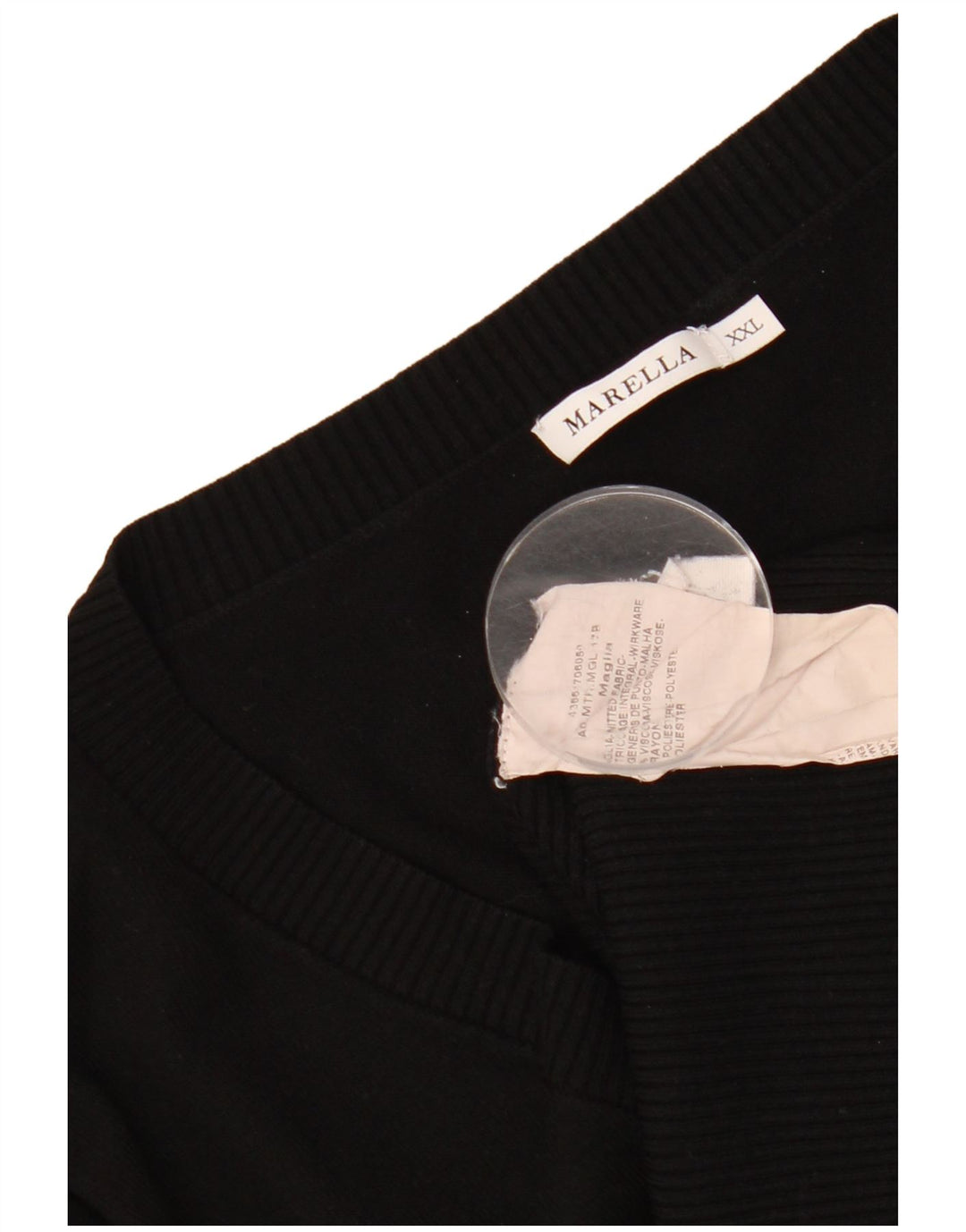 MARELLA Γυναικείο στρατιωτικό πουλόβερ με λαιμόκοψη UK 20 2XL μαύρη βισκόζη