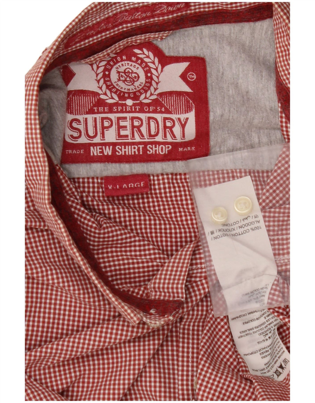 Ανδρικό πουκάμισο SUPERDRY XL Κόκκινο βαμβακερό Gingham