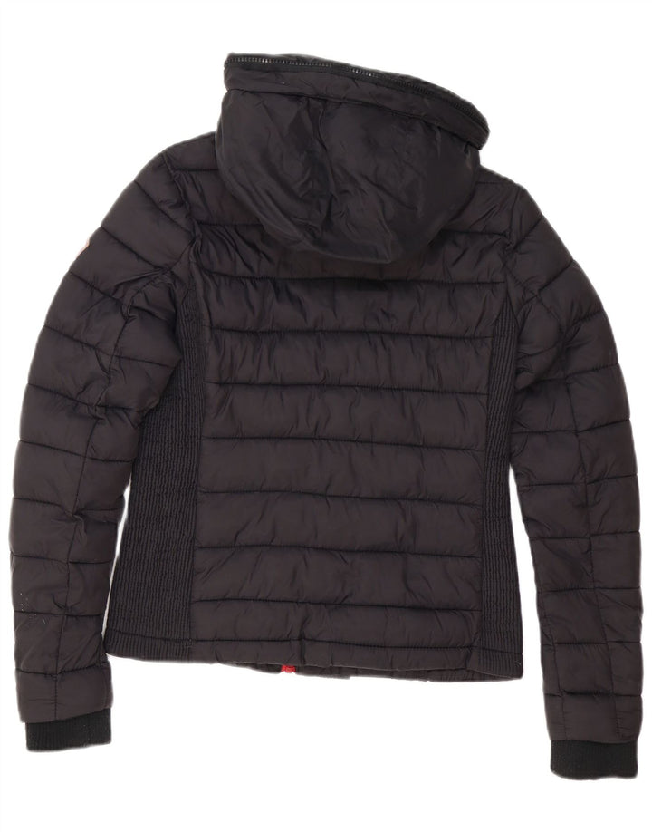 Superdry γυναικείο μπουφάν με κουκούλα με επένδυση UK 12 μεσαίο μαύρο νάιλον