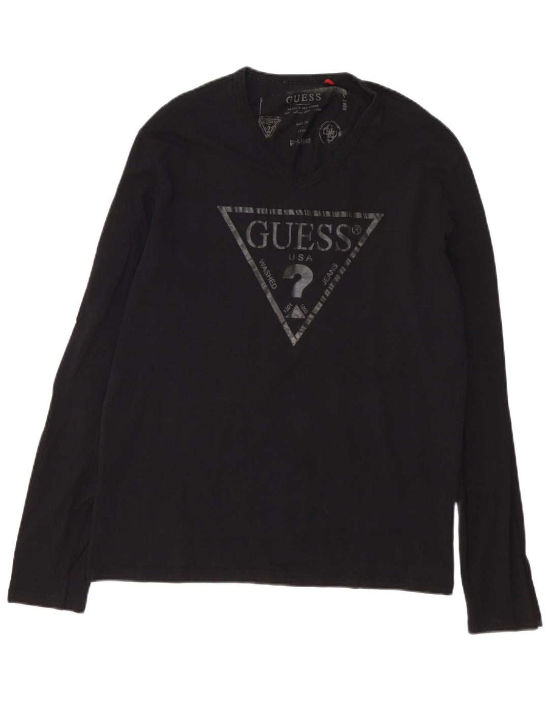 Ανδρικό γραφικό τοπ Guess Μακρυμάνικο XL Μαύρο βαμβακερό