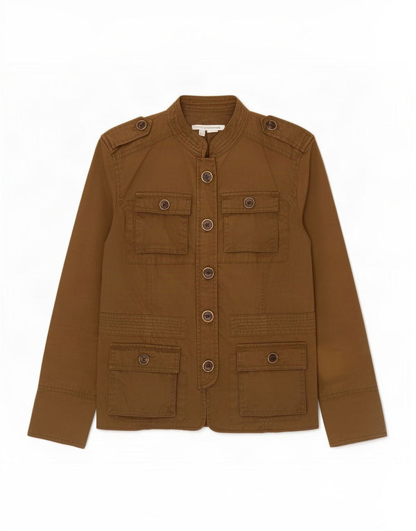 Zara Γυναικείο Military Jacket UK 10 Small Khaki Cotton