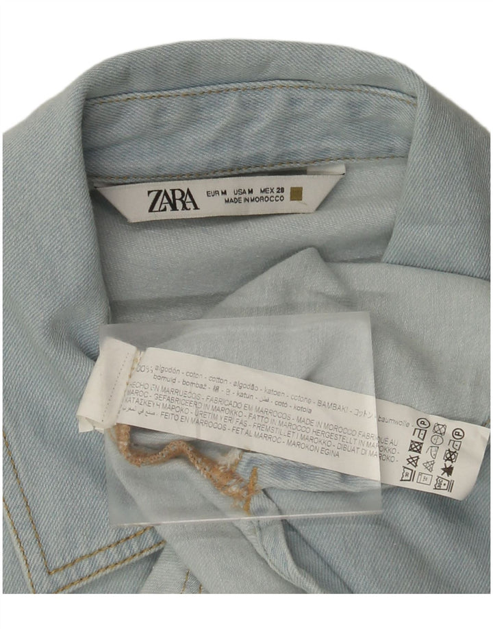Zara Γυναικείο τζιν πουκάμισο Crop UK 14 μεσαίο μπλε βαμβακερό