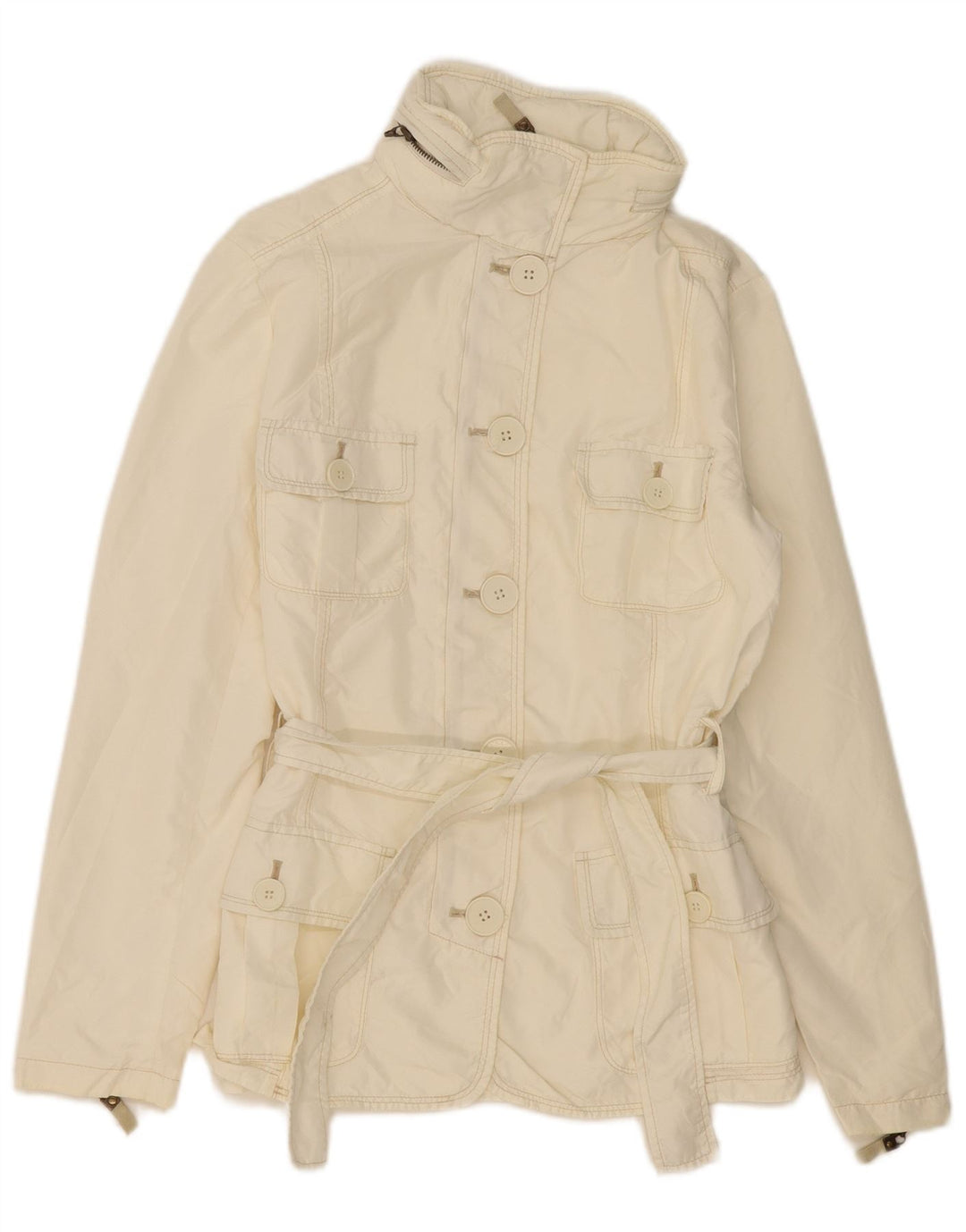 Zara Γυναικείο Utility Μπουφάν UK 10 Small Off White Nylon