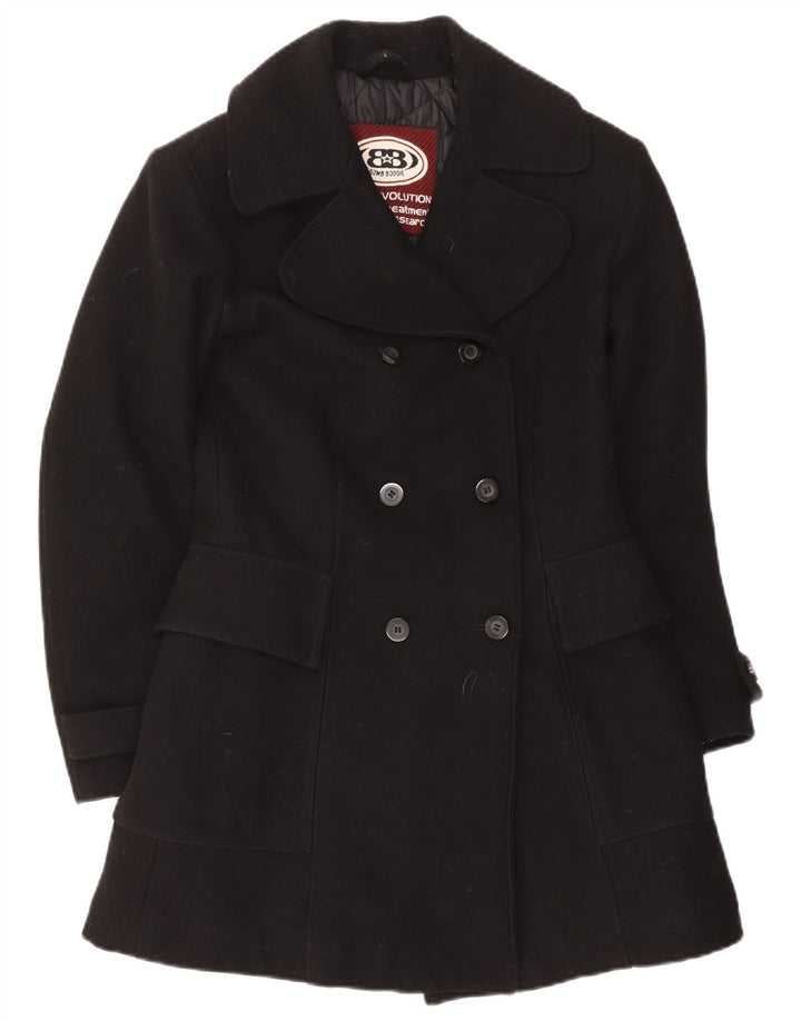 Bomb Boogie Γυναικείο παλτό με διπλό στήθος UK 10 Small Black Wool