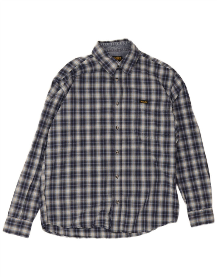 Ανδρικό πουκάμισο Wrangler με μεσαίο μπλε ναυτικό καρό βαμβακερό