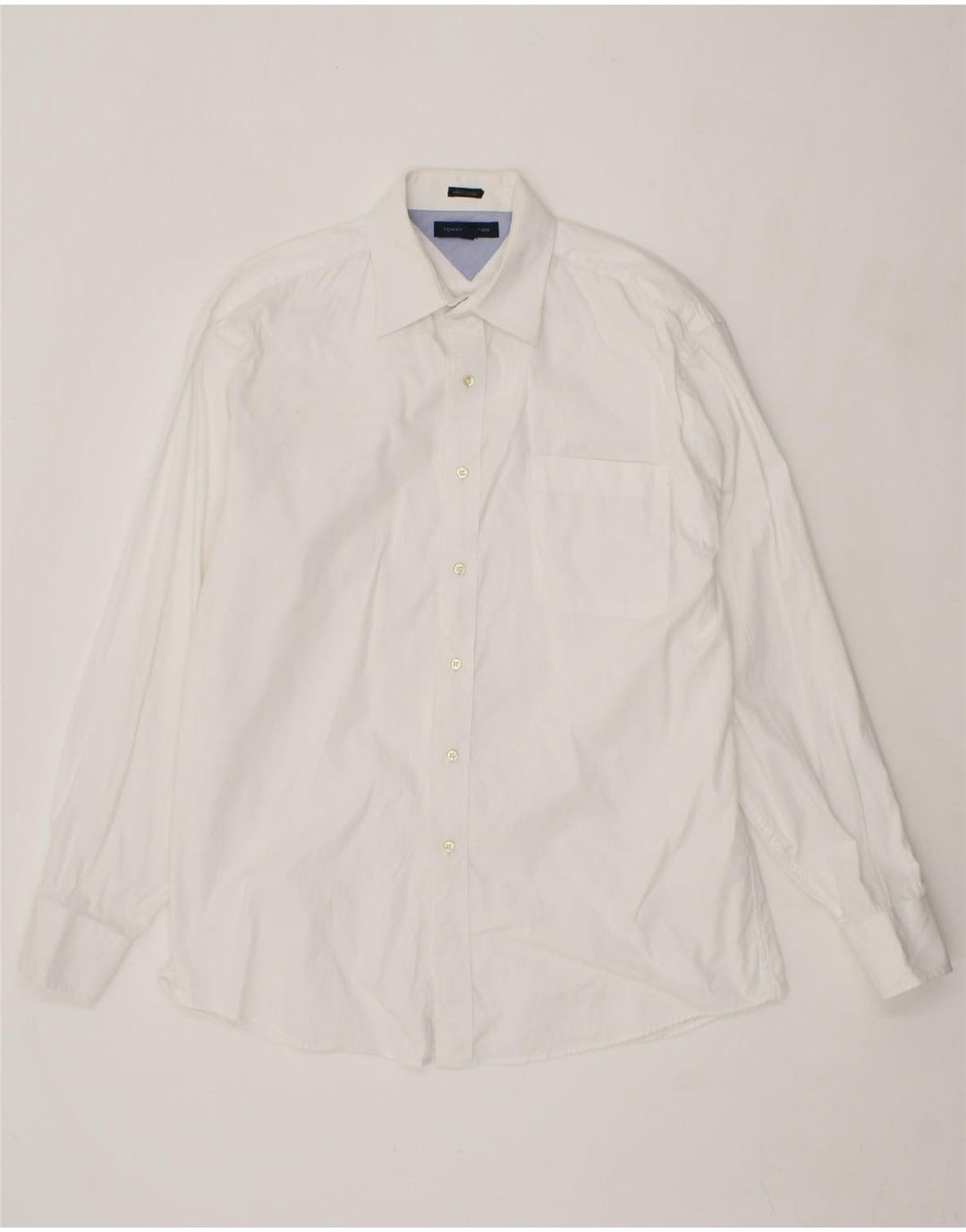 TOMMY HILFIGER Mens Shirt Size 16 Large White Cotton Vintage Tommy Hilfiger and Second-Hand Tommy Hilfiger from Messina Hembry 