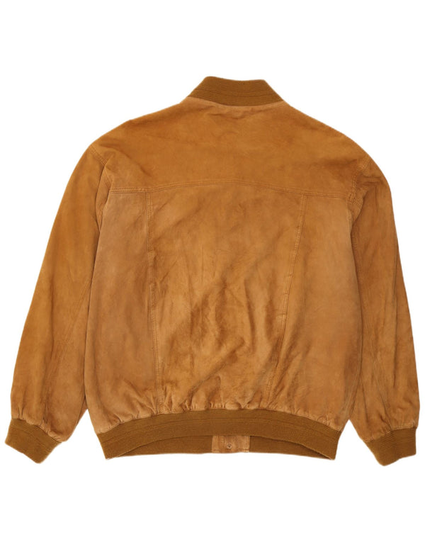 Ανδρικό Suede Bomber Jacket VINTAGE IT 58 4XL Καφέ Καστόρι