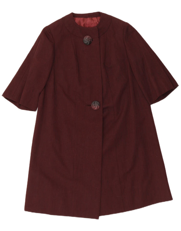 VINTAGE Γυναικείο Παλτό UK 14 Medium Maroon