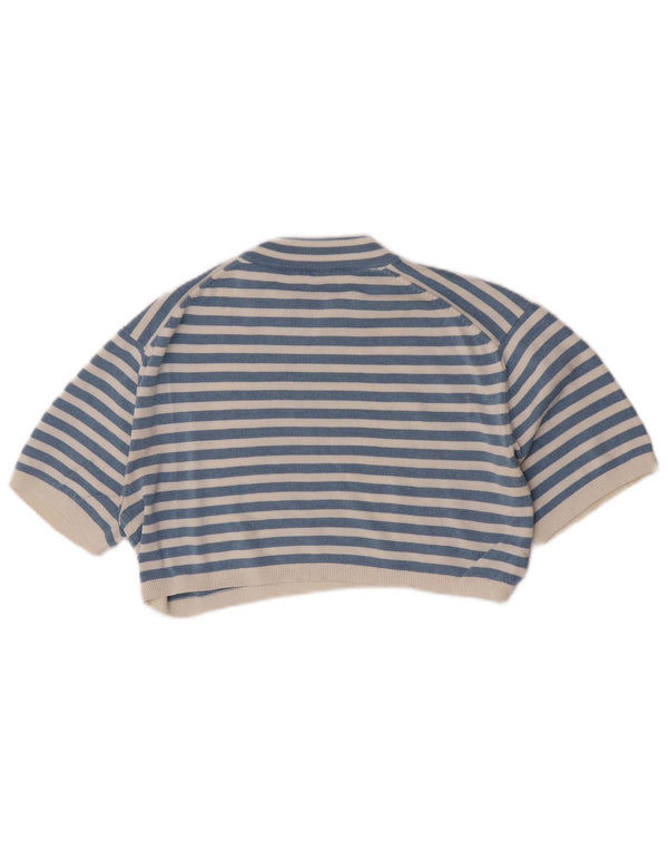 Zara γυναικείο πουλόβερ με λαιμόκοψη Crop Crop UK 10 Small Blue ριγέ