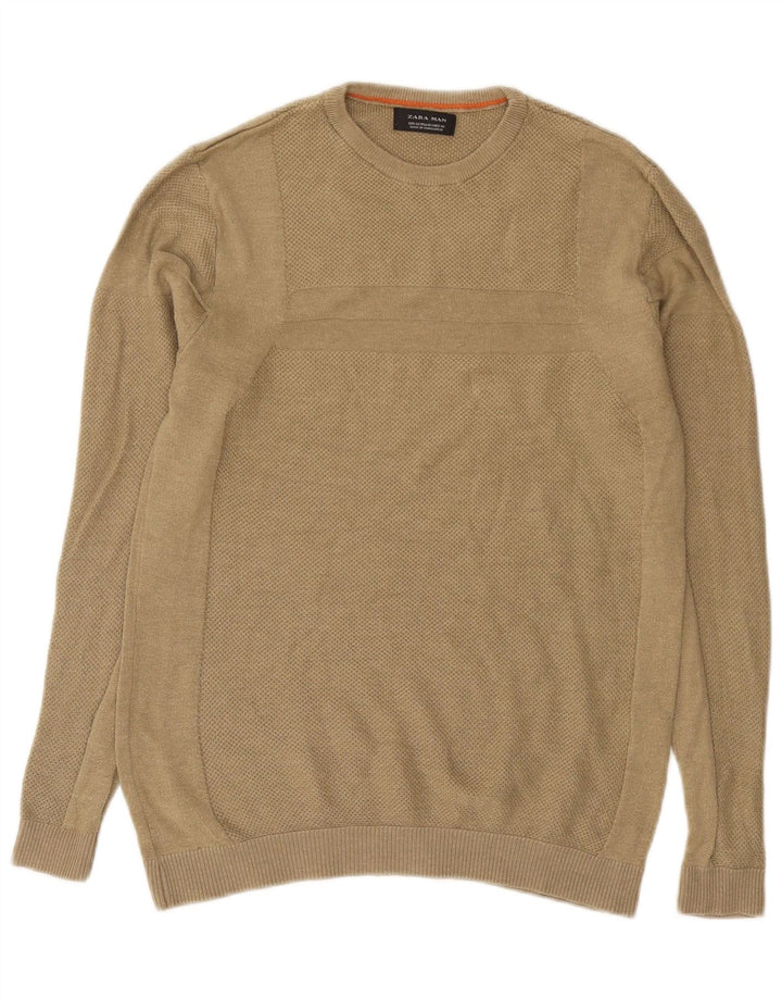 Ανδρικό πουλόβερ Zara Crew Neck Jumper Medium Khaki Acrylic