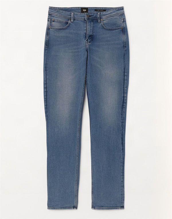 Lee Mens Slim Straight Jeans W32 L33 Blue Cotton