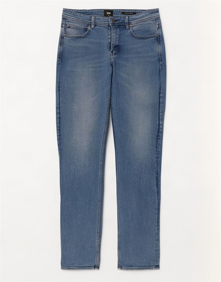 Lee Mens Slim Straight Jeans W32 L33 Blue Cotton