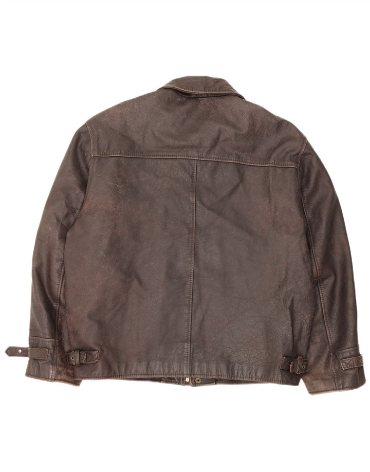 Vintage Ανδρικό Δερμάτινο Μπουφάν UK 40 Large Brown Δερμάτινο
