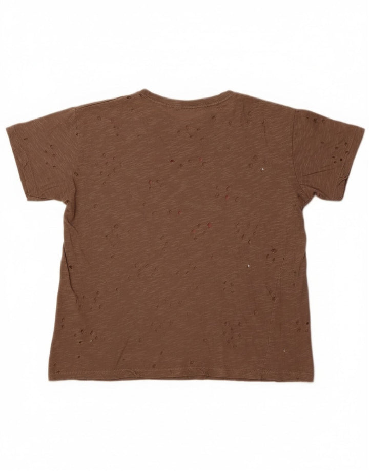 Γυναικείο διάτρητο γραφικό μπλουζάκι Guess Top UK 14 Μεσαίο καφέ