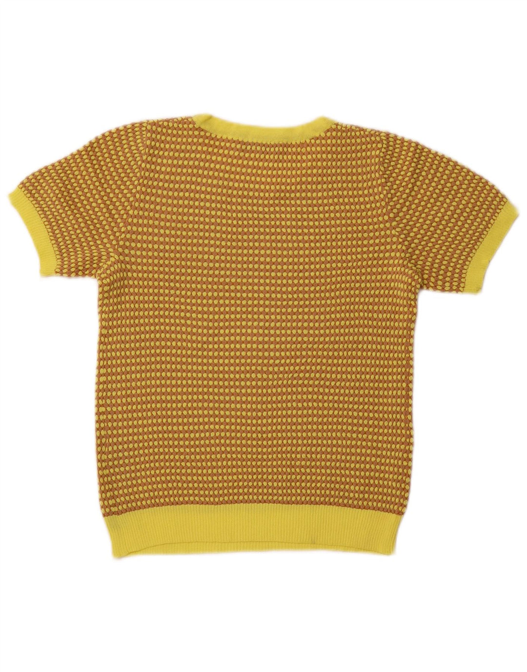 Γυναικείο πουλόβερ ZARA Crop Crew Neck Jumper UK 8 Small Yellow Geometric