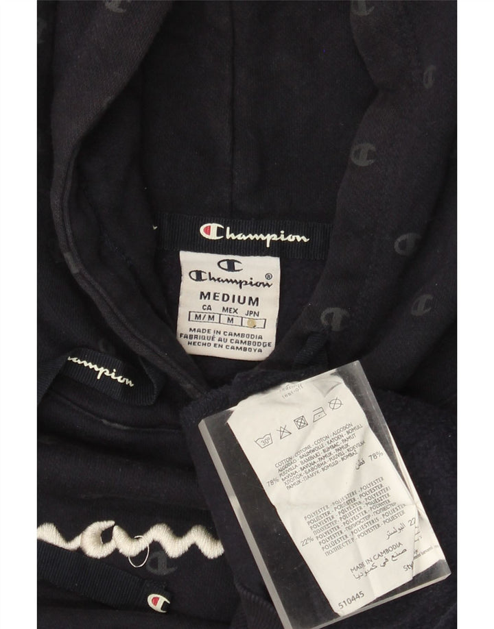 CHAMPION Γυναικείο Γραφικό Hoodie Jumper UK 12 Medium Navy Blue Cotton
