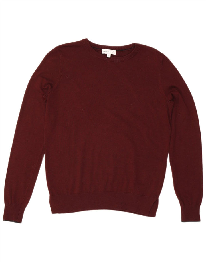 WAREHOUSE Γυναικείο πουλόβερ με λαιμόκοψη UK 10 Small Burgundy Polyester
