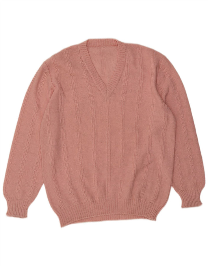 VINTAGE Γυναικείο πουλόβερ με V λαιμόκοψη UK 18 XL Ροζ