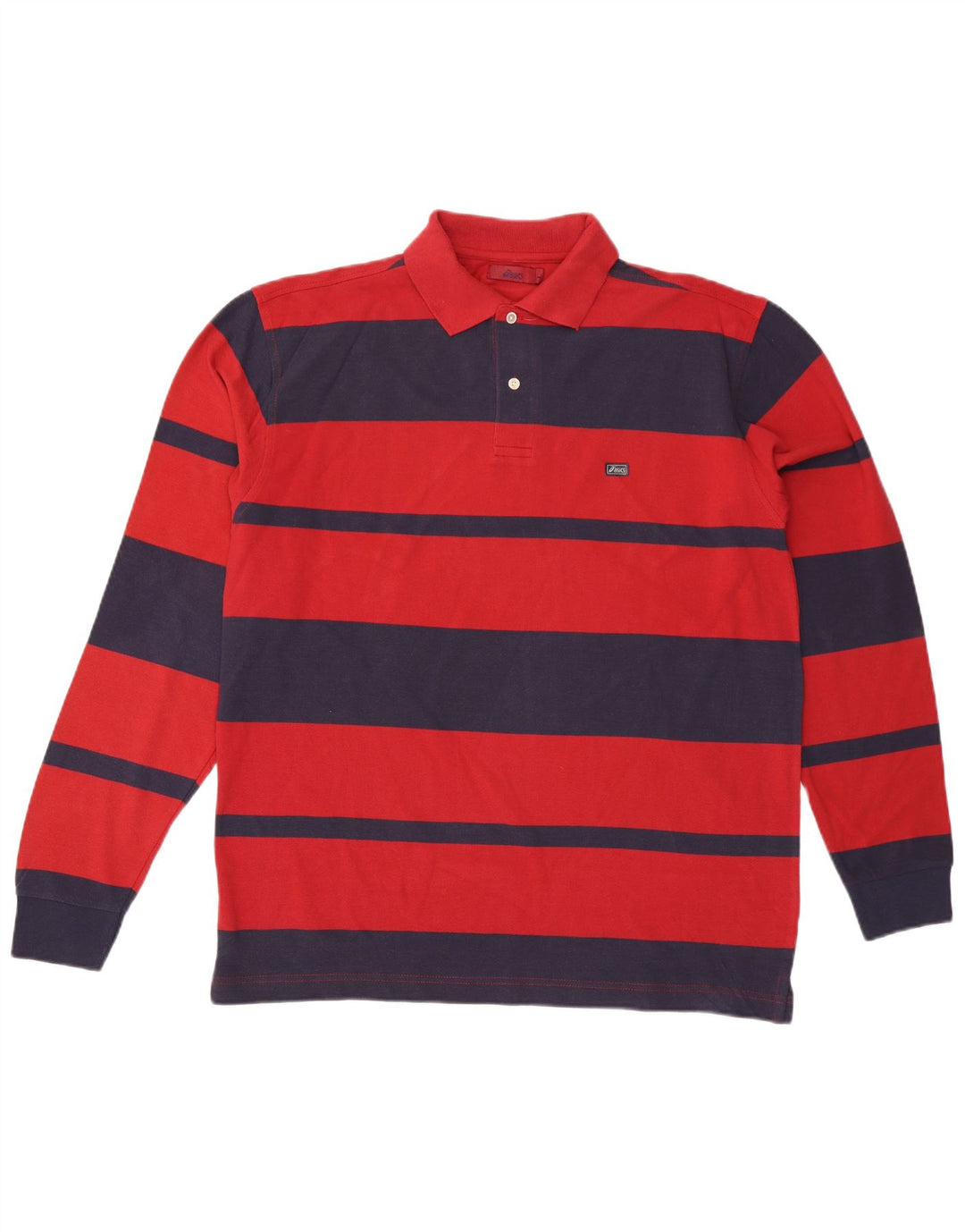 ASICS Ανδρικό μακρυμάνικο μπλουζάκι πόλο μεγάλο κόκκινο ριγέ βαμβακερό