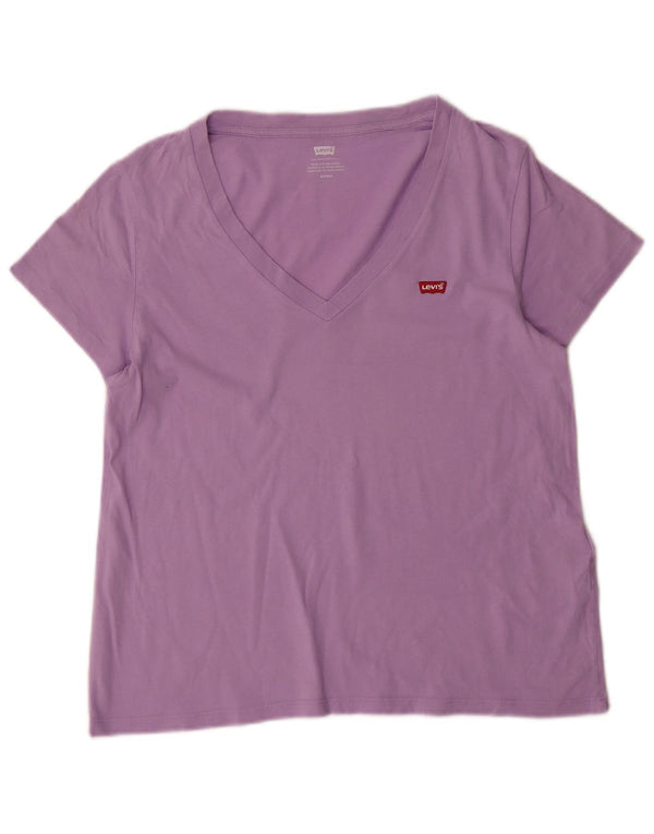 Γυναικείο T-Shirt Levi's Top UK 10 Small Purple Cotton