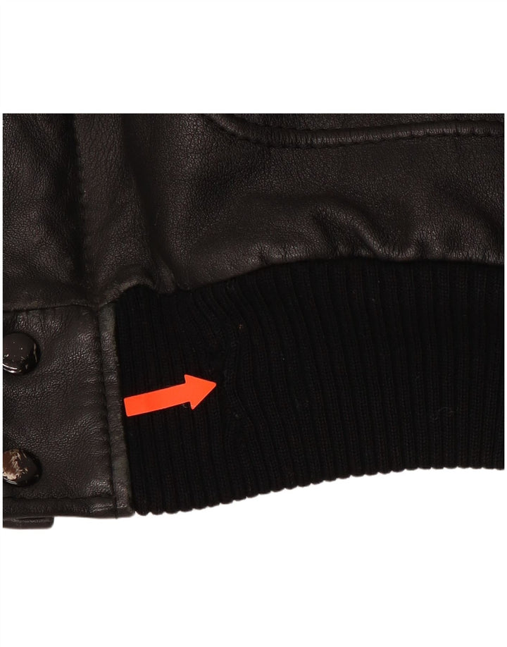 Ανδρικό δερμάτινο τζάκετ VINTAGE Military IT 54 2XL Μαύρο Δερμάτινο