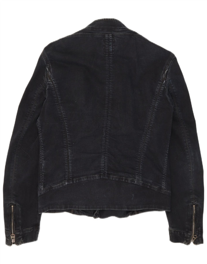 Guess Ανδρικό Denim Biker Jacket UK 36 Small Black Cotton