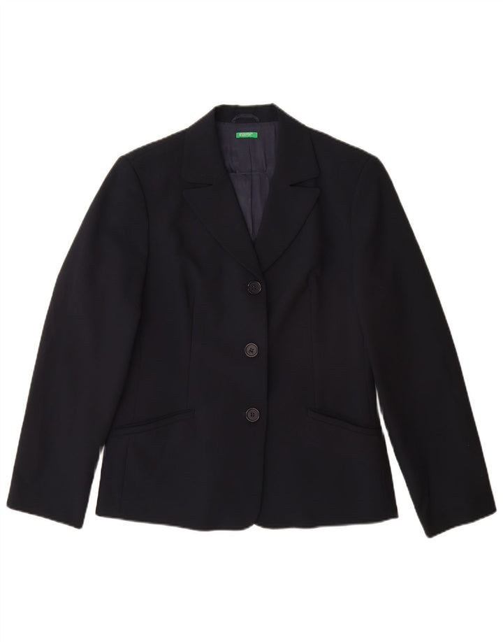 Benetton Γυναικείο μπουφάν 3 κουμπιών Blazer IT 42 Medium Navy Blue Polyester